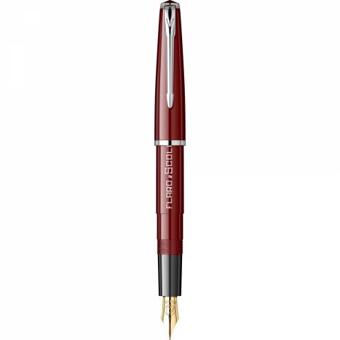 Stilou Flaro Scolar Burgungy - Black Grip - Chrome Trim - Steel Nib GP Bock Ursus