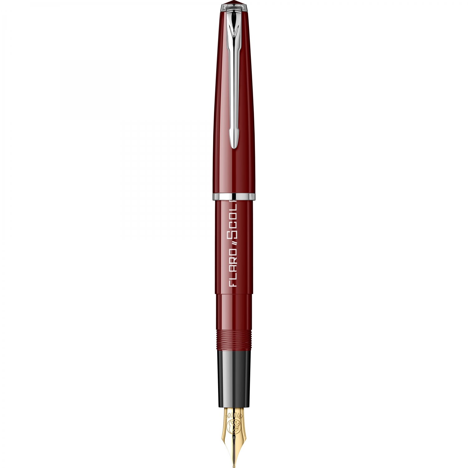 Imagine Produs Stilou Flaro Scolar Burgungy - Black Grip - Chrome Trim - Steel Nib GP Bock Ursus