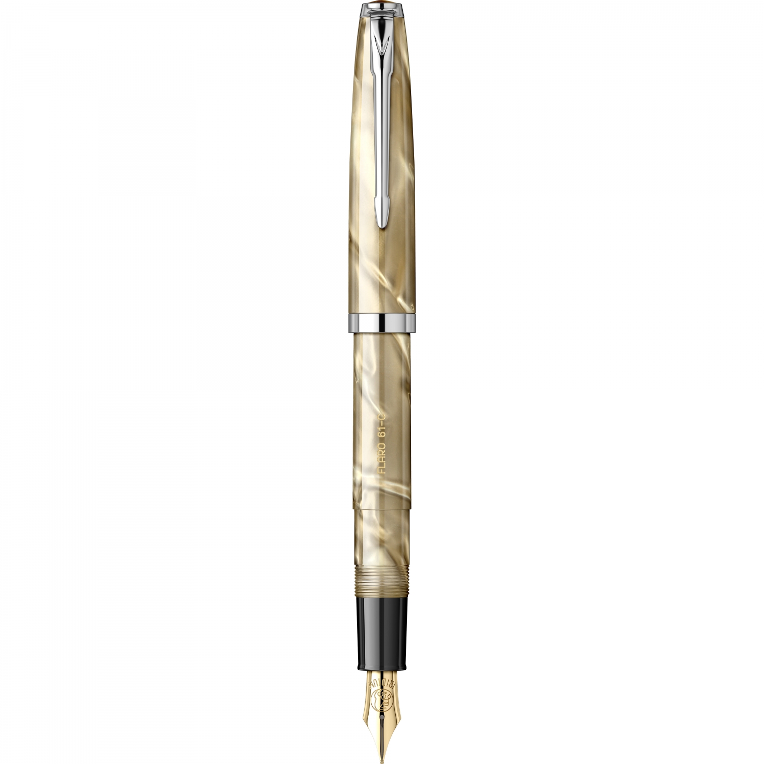 Imagine Produs Stilou Flaro 61 C Marble Beige - Chrome Trim - Steel Nib GP Bock Ursus