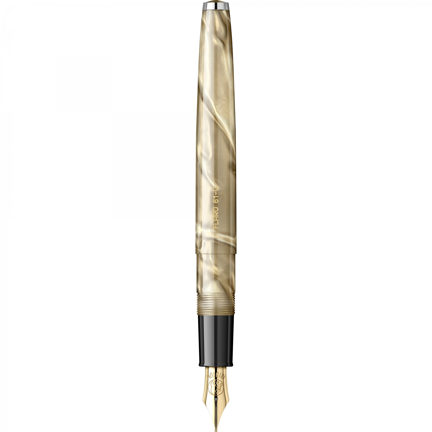 Imagine Produs Stilou Flaro 61 C Marble Beige - Chrome Trim - Steel Nib GP Bock Ursus