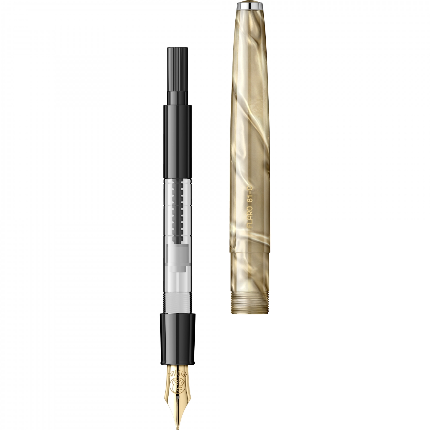 Imagine Produs Stilou Flaro 61 C Marble Beige - Chrome Trim - Steel Nib GP Bock Ursus