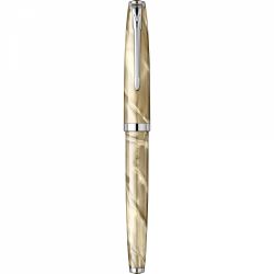 Stilou Flaro 61 C Marble Beige - Chrome Trim - Steel Nib GP Bock Ursus