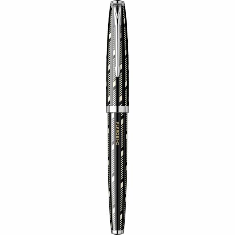Stilou Flaro 61 C Geometric Black - Chrome Trim - Steel Nib GP Bock Ursus