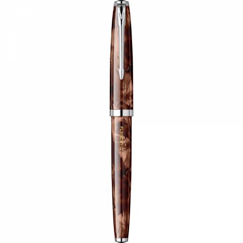 Stilou Flaro 61 C Stripe Fine Brown - Chrome Trim - Steel Nib GP Bock Ursus