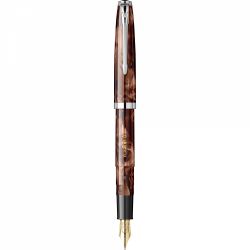 Stilou Flaro 61 C Stripe Fine Brown - Chrome Trim - Steel Nib GP Bock Ursus