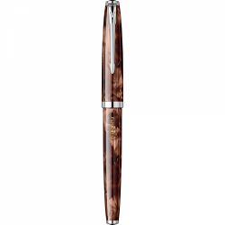 Stilou Flaro 61 C Stripe Fine Brown - Chrome Trim - Steel Nib GP Bock Ursus