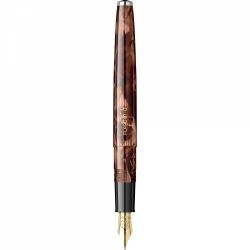 Stilou Flaro 61 C Stripe Fine Brown - Chrome Trim - Steel Nib GP Bock Ursus