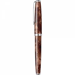 Stilou Flaro 61 C Stripe Fine Brown - Chrome Trim - Steel Nib GP Bock Ursus