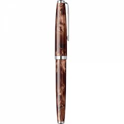 Stilou Flaro 61 C Stripe Fine Brown - Chrome Trim - Steel Nib GP Bock Ursus