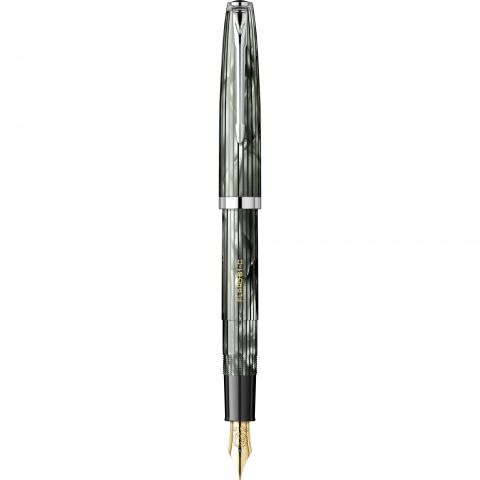 Stilou Flaro 61 C Stripe Large Verdigris - Chrome Trim - Steel Nib GP Bock Ursus