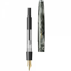 Stilou Flaro 61 C Stripe Large Verdigris - Chrome Trim - Steel Nib GP Bock Ursus