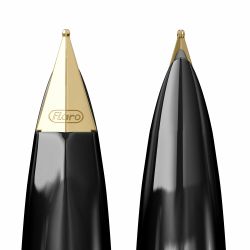 Stilou Flaro Student Black - Chrome Trim - Steel Nib GP Flaro 62 F