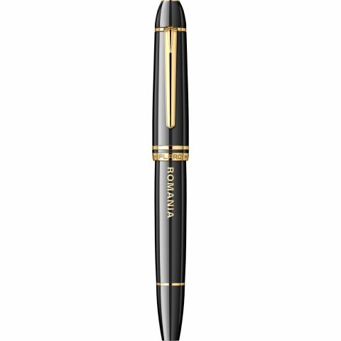 Stilou Flaro Dacia Protocol Black - Gold Trim - 14k Nib Osmiu