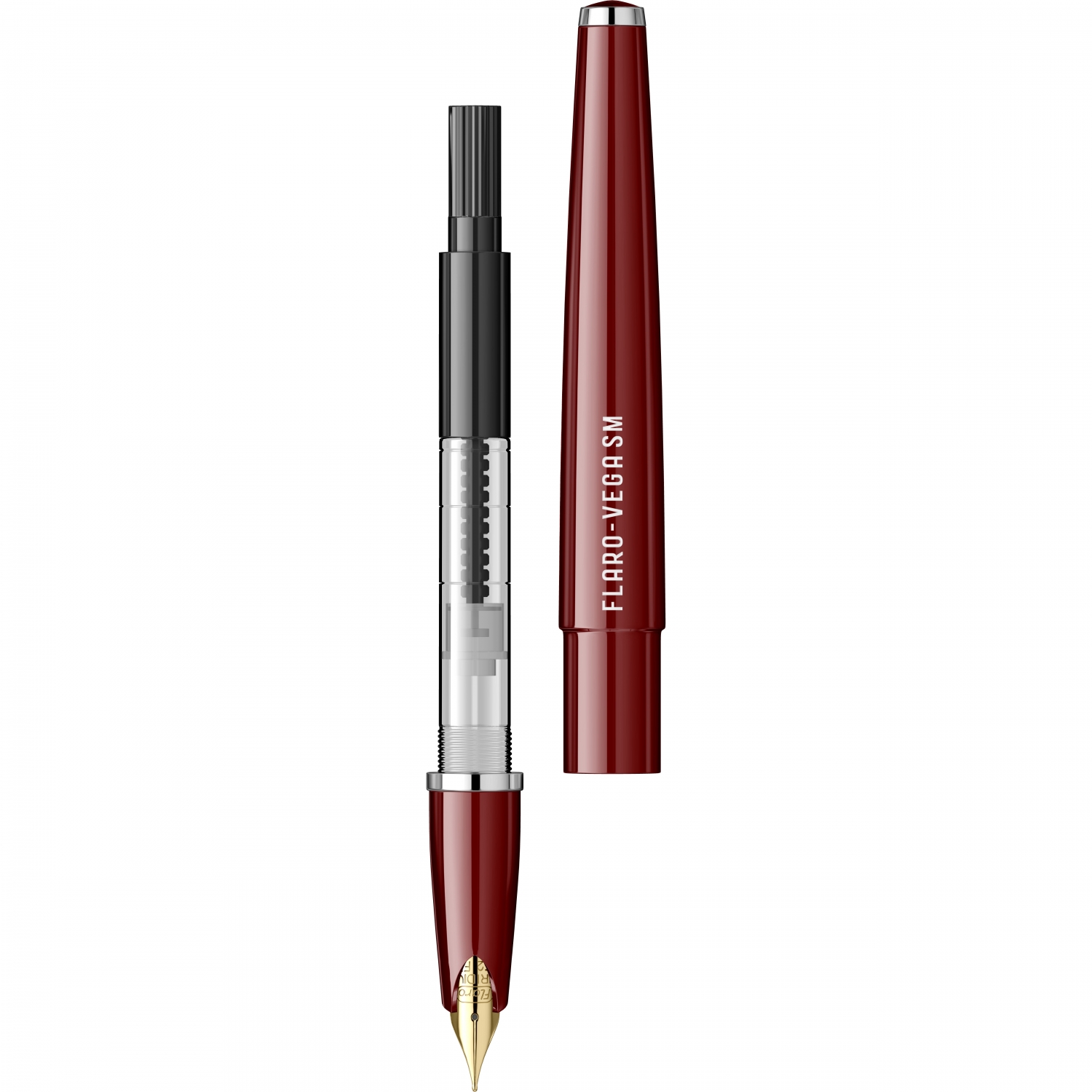 Imagine Produs Stilou Flaro Vega SM Burgundy - Chrome Cap - Chrome Trim - Steel Nib GP Flaro 52 FK
