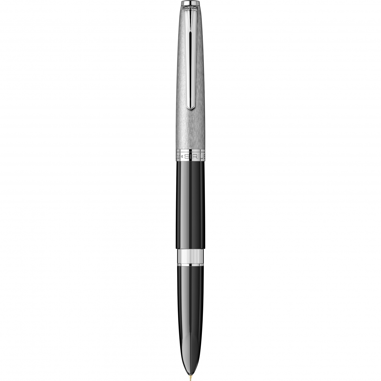 Imagine Produs Stilou Flaro Sirius Black - Satin Chrome Cap - Chrome Trim - Steel Nib GP Flaro 62 F