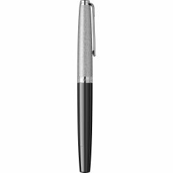 Stilou Flaro Sirius Black - Satin Chrome Cap - Chrome Trim - Steel Nib GP Flaro 62 F