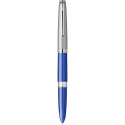 Blue - Satin Chrome Cap - Chrome Trim - Steel Nib GP Flaro 62 F